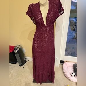 Reformation lace lined long dress with zipper back